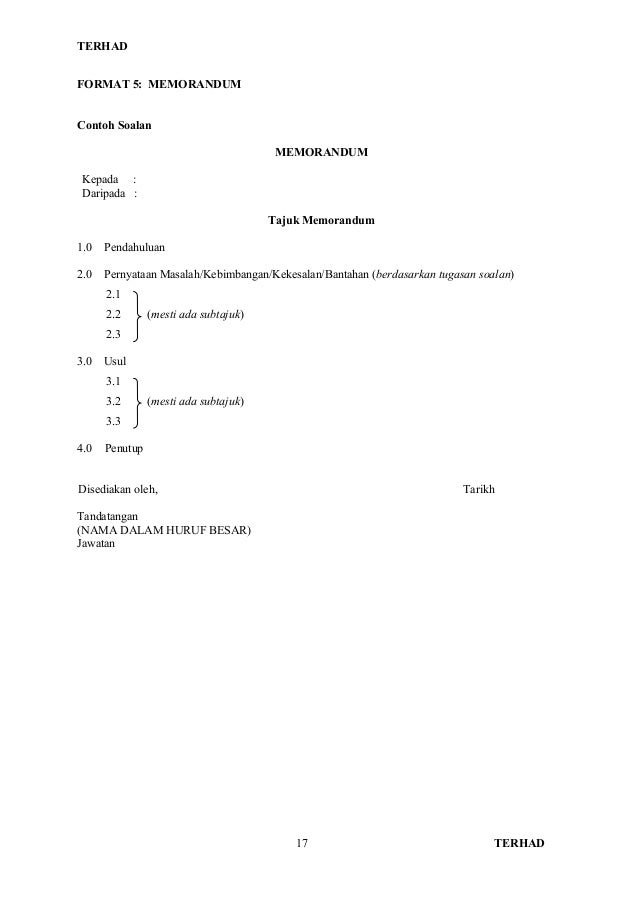 Format dan Contoh penulisan esei berformat