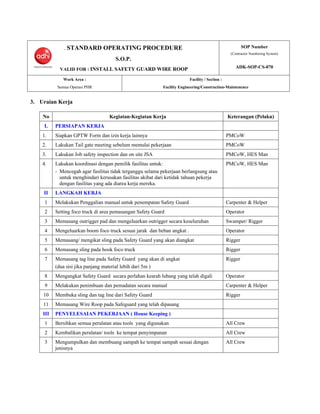 Roop Guard Standard Operating Procedure for Installing Safety Guard Wire Roop | DOC