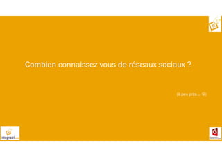 Combien connaissez vous de réseaux sociaux ?
(à peu près … ☺)
 