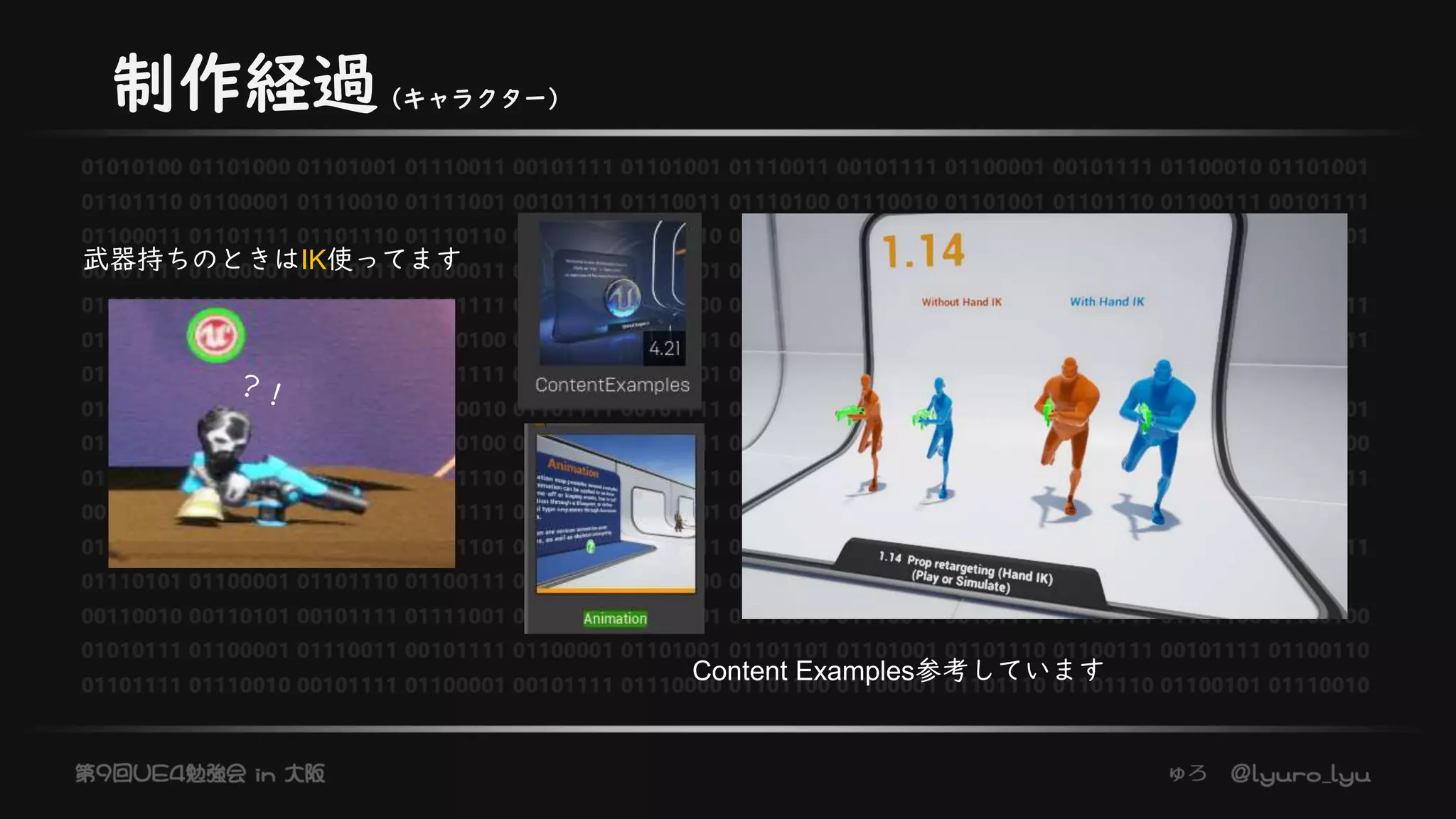 制作経過（キャラクター）
武器持ちのときはIK使ってます
Content Examples参考しています
 