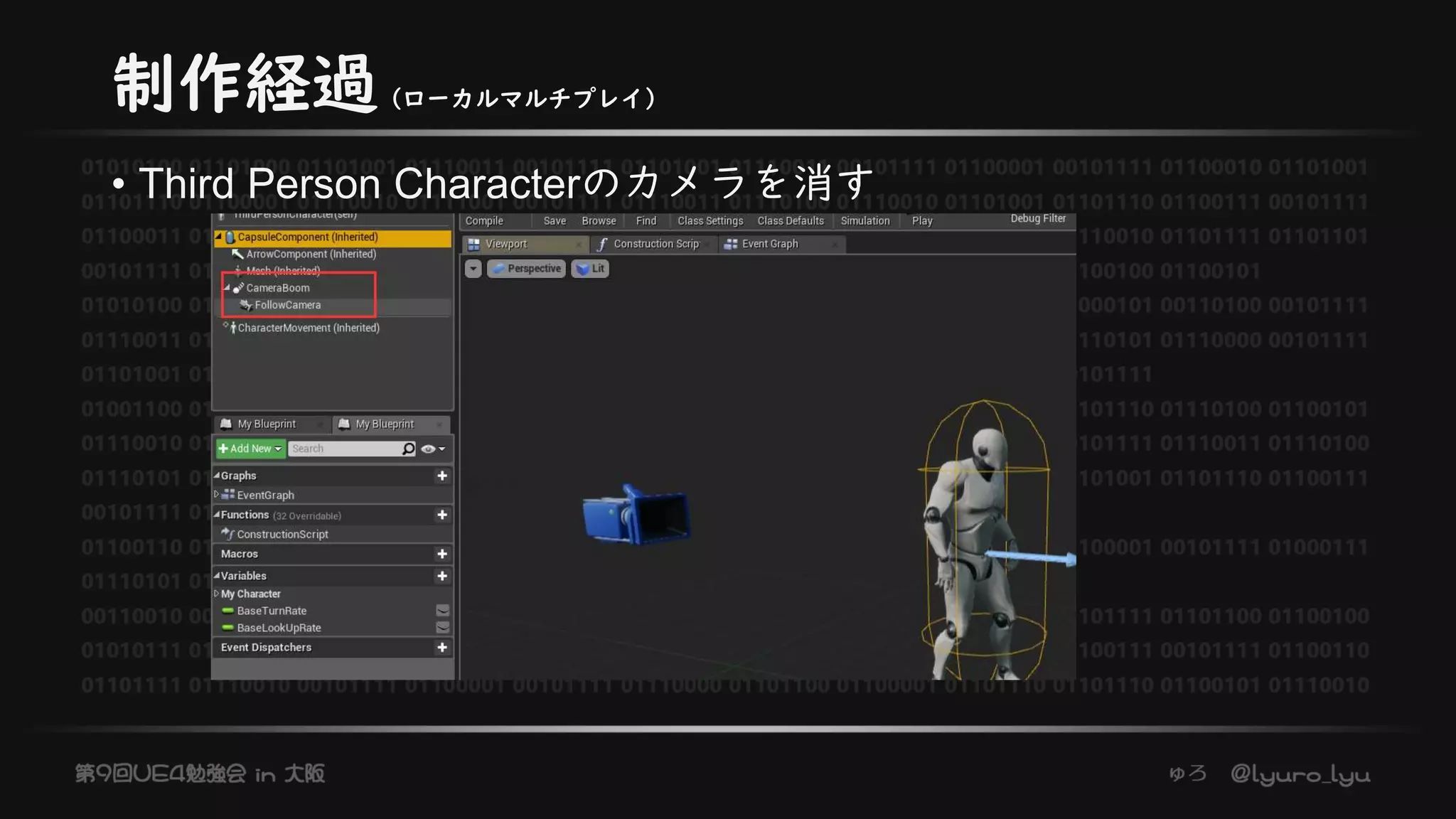 制作経過（ローカルマルチプレイ）
• Third Person Characterのカメラを消す
 