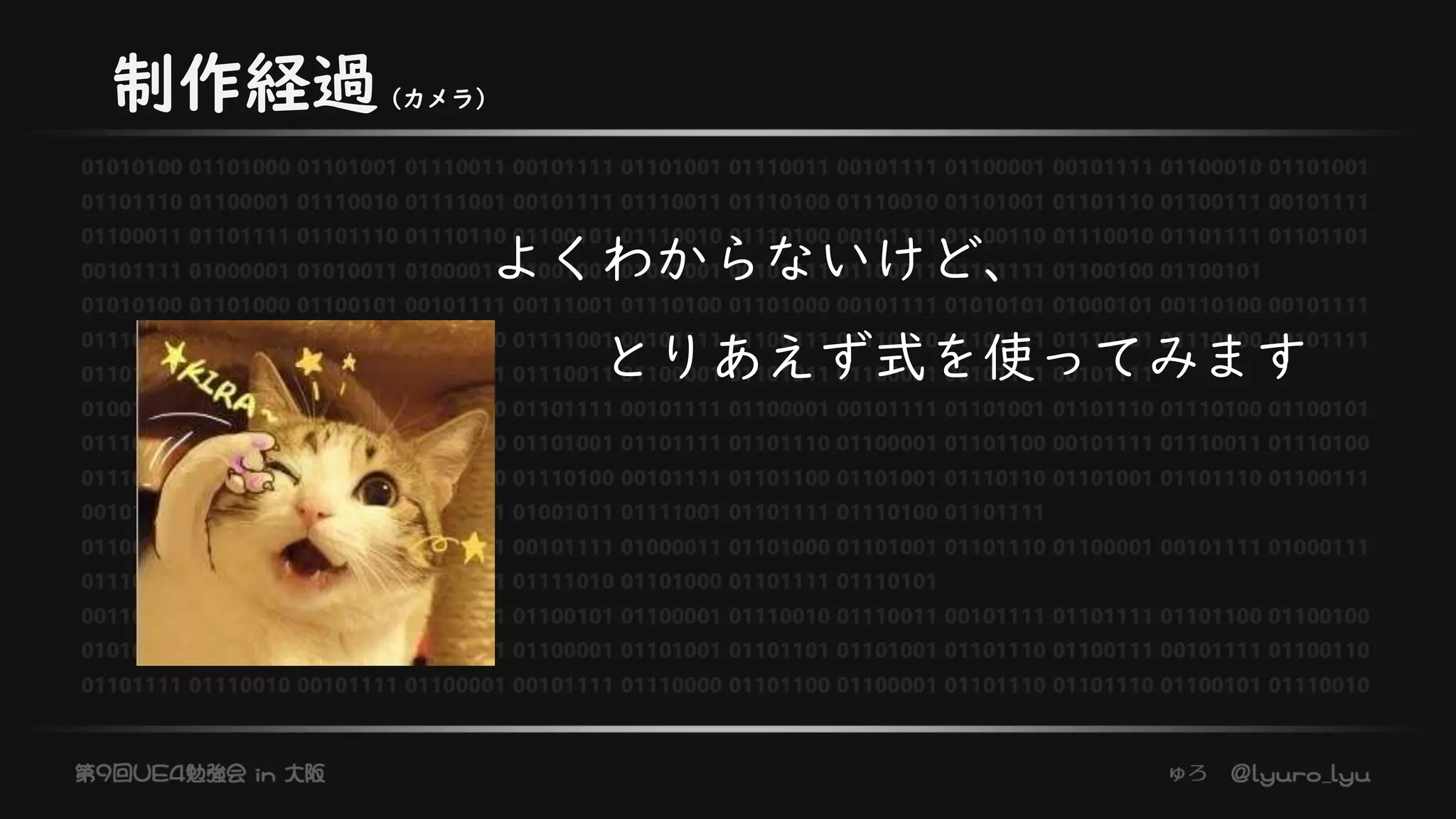 制作経過（カメラ）
よくわからないけど、
とりあえず式を使ってみます
 