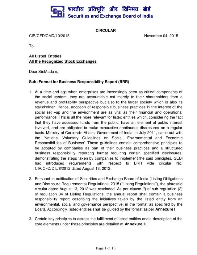 Format for business responsibility report (brr) Format for business responsibility report (brr)