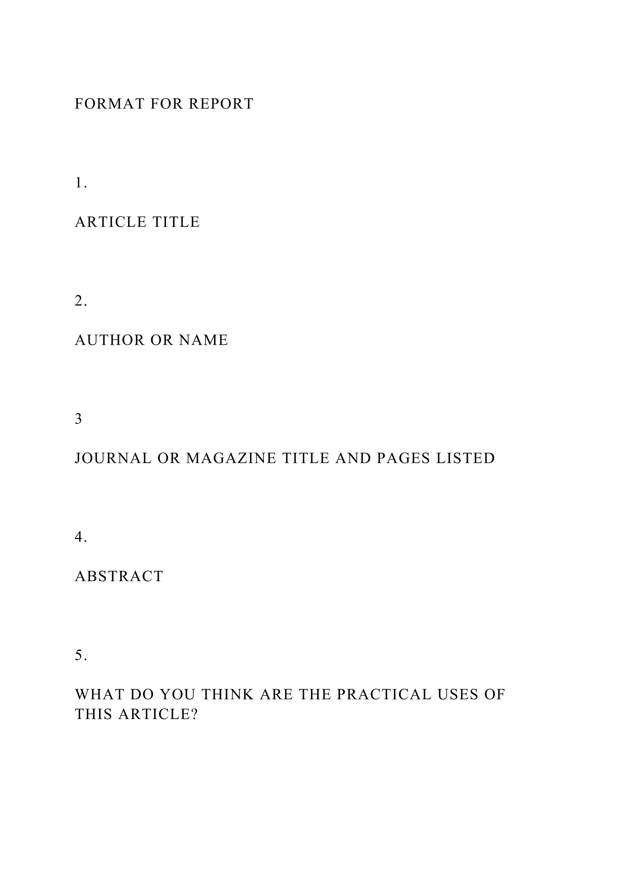 FORMAT FOR REPORT1. ARTICLE TITLE2. AUTHOR O.docx