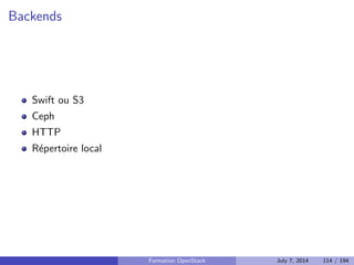 Hello world RabbitMQ 
Formation OpenStack July 7, 2014 90 / 194 
 