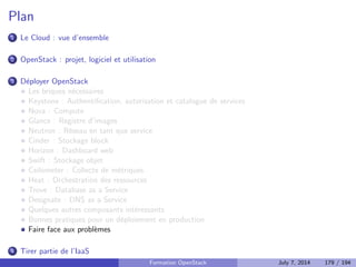 Le ring 
Probleme : comment decider quelle donnee va sur quel object server 
Le ring est decoupe en partitions 
On situe chaque donnee dans le ring a 