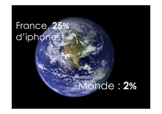 2013 Copyright : WTC Rennes / InPuzzle / Media-Marque
Frédéric Million / Grégoire Lockhart
France, 25%
d’iphones
Monde : 2%
 