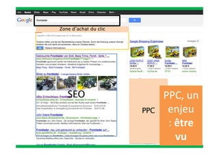 2013 Copyright : WTC Rennes / InPuzzle / Media-Marque
Frédéric Million / Grégoire Lockhart
SEO
PPC
Zone d’achat du clic
PPC, un
enjeu
: être
vu
 