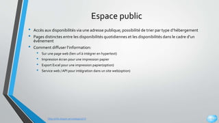 http://info.dispot.servicelogiciel.fr
Espace public
• Accès aux disponibilités via une adresse publique; possibilité de tr...