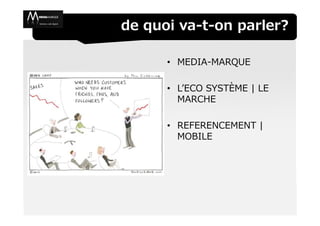 de quoi va-t-on parler?

      • MEDIA-MARQUE

      • L’ECO SYSTÈME | LE
        MARCHE

      • REFERENCEMENT |
        MOBILE
 