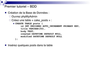 Premier tutoriel – BDD <ul><li>Création de la Base de Données : </li></ul><ul><ul><li>Ouvrez phpMyAdmin </li></ul></ul><ul...