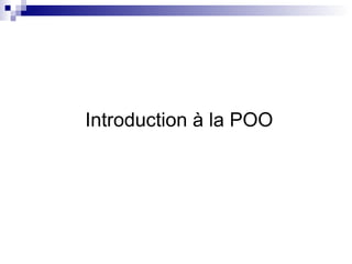 Introduction à la POO 