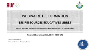 Mokhtar BEN HENDA
Université Bordeaux Montaigne, France
Mercredi 08 novembre 2023, 09:00 – 13:00 UTC
 