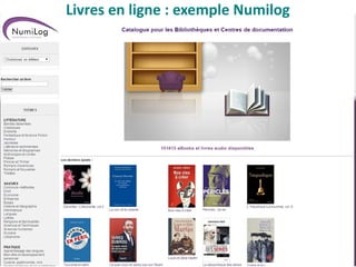 Livres en ligne : exemple Numilog
 