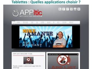 Tablettes : Quelles applications choisir ?
http://bibapps.com/
 