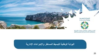 ‫شخص‬‫لكل‬
‫المشاركة‬‫حق‬
‫التقدم‬‫في‬‫واإلسهام‬
.
‫اإلدارٌة‬ ‫واإلجراءات‬ ‫المساطر‬ ‫لتبسٌط‬ ‫الوطنٌة‬ ‫البوابة‬
26
 