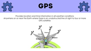 Provides location and time information in all weather conditions
Anywhere on or near the Earth where there is an unobstructed line of sight to four or more
GPS satellites
 