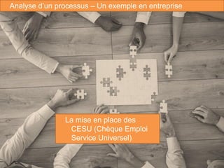 60
Analyse d’un processus – Un exemple en entreprise
La mise en place des
CESU (Chèque Emploi
Service Universel)
 