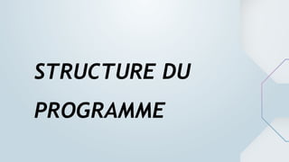 STRUCTURE DU
PROGRAMME
 