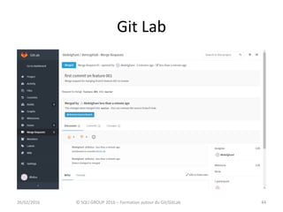 Git Lab
4426/02/2016 © SQLI GROUP 2016 – Formation autour du Git/GitLab
 