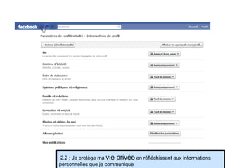 2.2 : Je protège ma  vie privée  en réfléchissant aux informations personnelles que je communique 