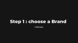 Step 1 : choose a Brand
5 Minutes
 