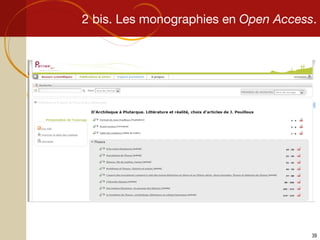 2 bis. Les monographies en  Open Access . 