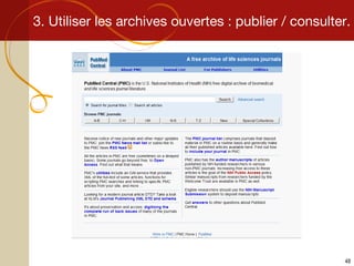 3. Utiliser les archives ouvertes : publier / consulter. 