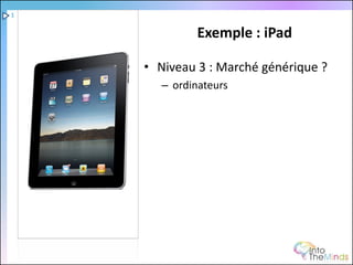 1

            Exemple : iPad

    • Niveau 3 : Marché générique ?
      – ordinateurs
 
