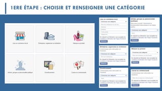 1ERE ÉTAPE : CHOISIR ET RENSEIGNER UNE CATÉGORIE
 