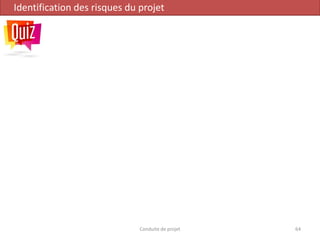 Conduite de projet 64
Identification des risques du projet
 