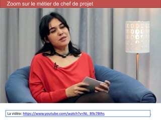 Gestion de projet 13
Zoom sur le métier de chef de projet
La vidéo: https://www.youtube.com/watch?v=NL_B9c7BIhs
 