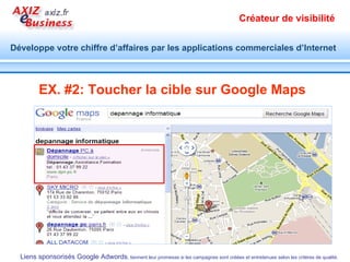 Une campagne Google adwords peut s’autofinancer Réinvestir le bénéfice pour augmenter le chiffre d’affaires 1000 euros investis initialement dans Google adwords 1,00 euros CPC  = 1000 clics (visites) Taux de conversion 10% = 100 ventes Chiffre d’affaires moyenne par vente = 100 euros 1000 euros investis retourne 10000 euros  