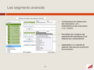 Zoom sur la section Fidélité des visiteursExemple d’un site de pronostics sportifsL’onglet « Vue d’ensemble » nous délivre l’information suivante : 26% de nouvelles visites…ce qui pourrait avoir pour corolaire l’affirmation suivante: « 74% de visites de visiteurs connus » (sous entendu déjà connus, donc étant déjà venus sur le site, avant le début de la période considérée)Or à l’aide d’un rapport personnalisé et avec quelques recalculs sur Excel , l’information à retenir pour ce site est la suivante:Sur la période du dernier mois écoulé, 30% de mes visiteurs uniques sont des visiteurs fidèles70% des visiteurs uniques sont venus pour la première fois et ne sont pas revenus depuisMes visiteurs fidèles ont effectué en moyenne plus de 10 visites au cours la période, (représentant ainsi 74% des visites totales de la période…. ). 80% d’entre eux reviennent tous les jours…On comprend bien la différence profonde d’appréciation entre ces 2 affirmations26% de nouvelles visites sur le mois30% de mes visiteurs uniques de ce mois sont des visiteurs fidèlesEt on mesure donc l’intérêt de challenger les données pour en extraire l’informationjuste…et d’utiliser les rapports personnalisés lorsque l’on n’est pas satisfait des rapports par défaut fournis par l’outil34