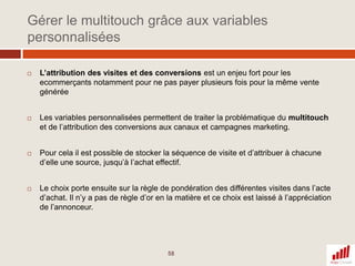 Zoom sur la section Fidélité des visiteursExemple d’un site de pronostics sportifsConclusion :Ce site a une base de visiteurs fidèles qui représentent 30% de sa base de visiteurs uniques mensuelle.Une part importante de ces visiteurs sont très fidèles:On peut estimer à 20% la part des visites de visiteurs réguliers depuis plus d’un anPlus de 40% des visites ont été effectuées par des visiteurs venus plus de 15 fois sur le site…Les visiteurs fidèles viennent en moyenne 11 fois sur la période écoulée d’un mois, donc à une fréquence très importante (récence très élevée)Enseignements business possibles :Ce site dispose d’une base d’aficionados importanteCette base représente un atout à valoriser à travers : La création d’une communauté forte et potentiellement monétisable (publicité ciblée,…)L’appel à contribution à l’amélioration du site (enquêtes, développement,…)Le développement de contenu à valeu-ajoutée pour la cibleD’autres idées ?....35