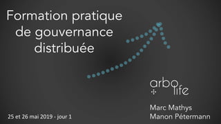 Formation pratique
de gouvernance
distribuée
Marc Mathys
Manon Pétermann25 et 26 mai 2019 - jour 1
 