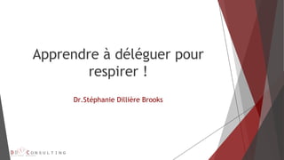 Apprendre à déléguer pour
respirer !
Dr.Stéphanie Dillière Brooks
 