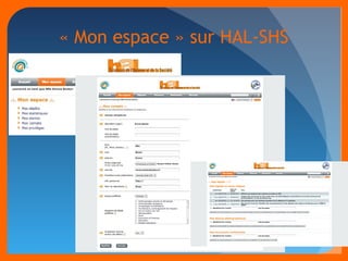 « Mon espace » sur HAL-SHS 
 