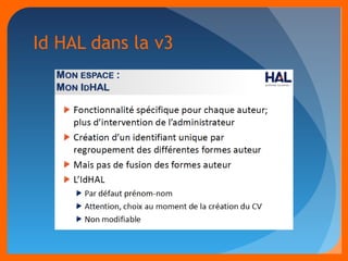 Id HAL dans la v3 
 