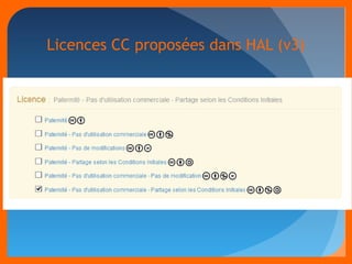 Licences CC proposées dans HAL (v3) 
 