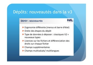 Dépôts: nouveautés dans la v3 
 