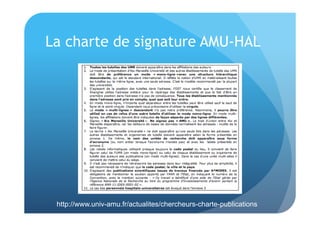 La charte de signature AMU-HAL 
http://www.univ-amu.fr/actualites/chercheurs-charte-publications 
 