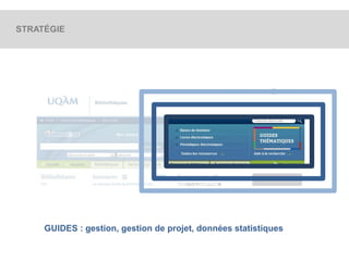 STRATÉGIE 
GUIDES : gestion, gestion de projet, données statistiques 
 