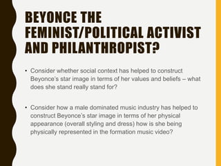 Representation of Beyonce's star image in formation | PPTX
