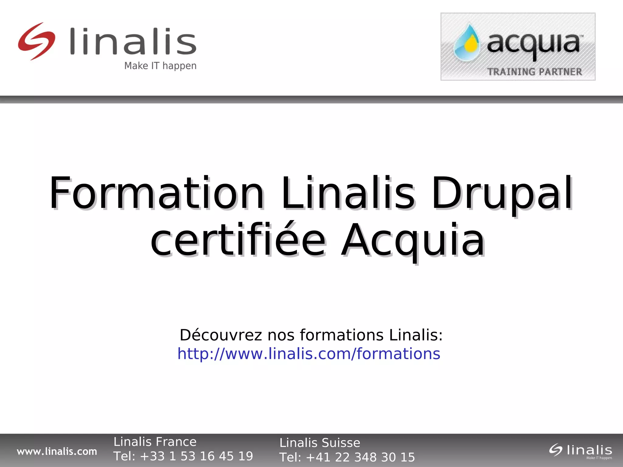 Formation linalis Drupal in a Day en Francais | PPT