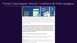 Transit, Citymapper, Moovit : trublions de l’info voyageur
 