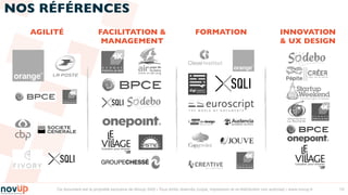 Ce document est la propriété exclusive de Novup SAS - Tous droits réservés (copie, impression et re-distribution non autorisé) - www.novup.fr 10
NOS RÉFÉRENCES
AGILITÉ INNOVATION
& UX DESIGN
FORMATIONFACILITATION &
MANAGEMENT
 