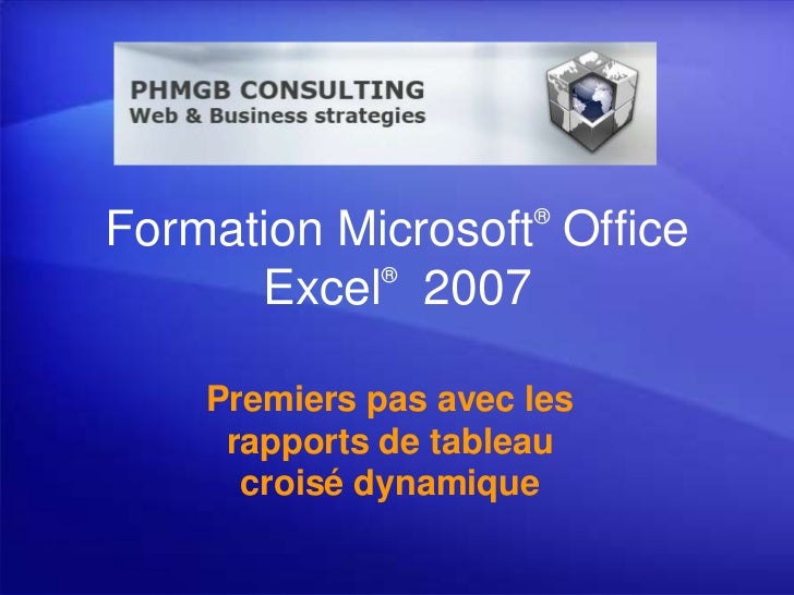Formation excel tableau dynamique