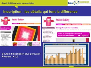 Inscription : les détails qui font la différence Bouton d’inscription plus persuasif Résultat : X 2,5 