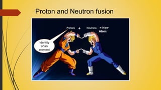 Proton and Neutron fusion
+ = New
Atom
Identity
of an
element
 